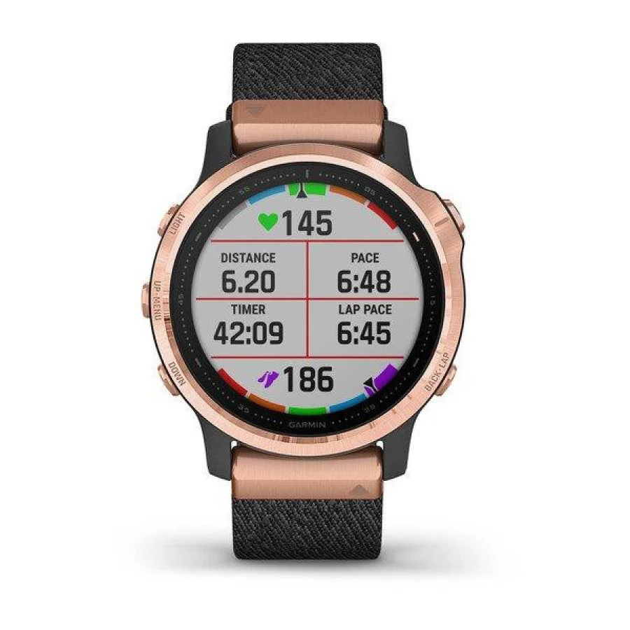 Garmin Fenix 6S Pro Sapphire Rose Gold with Heathered Black Nylon Band (010-02159-37)