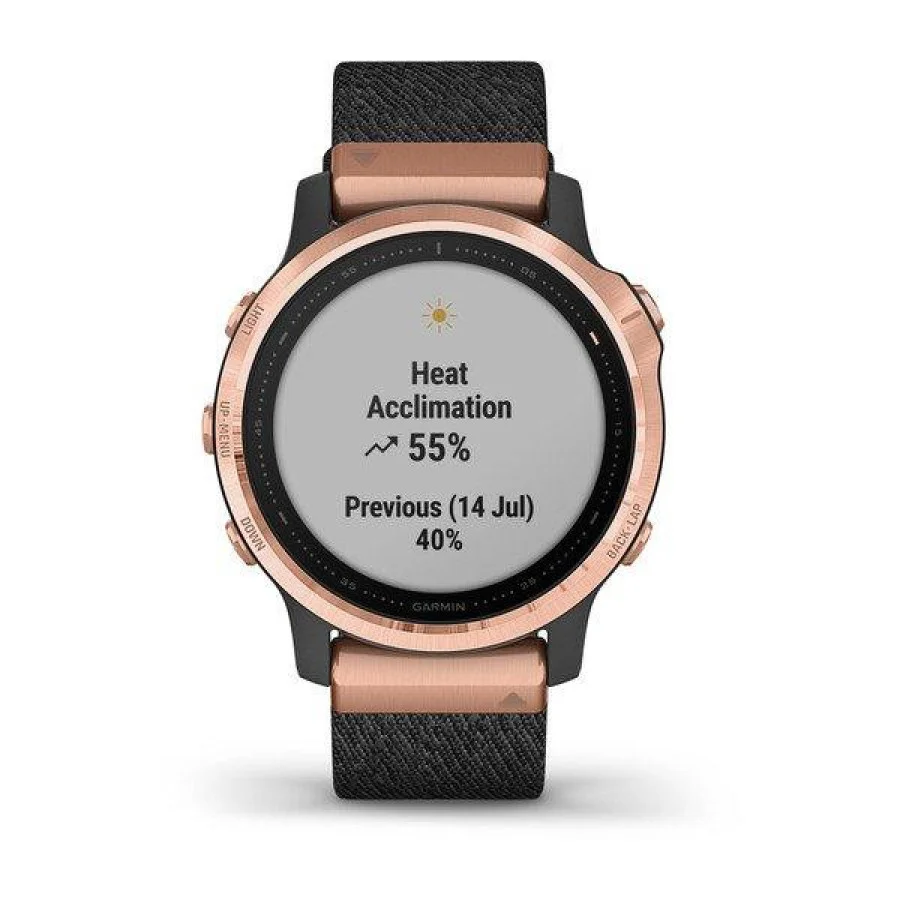 Garmin Fenix 6S Pro Sapphire Rose Gold with Heathered Black Nylon Band (010-02159-37)
