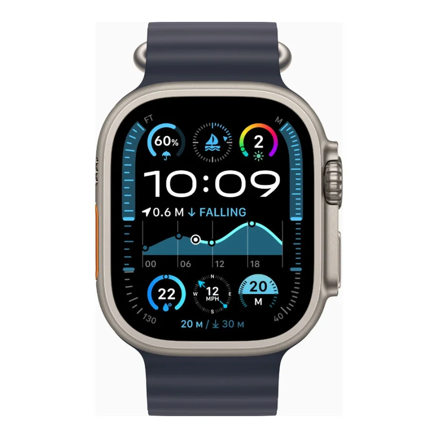 Apple Watch Ultra 2 GPS + Cellular 49mm Natural Titanium Case w. Navy Ocean Band (MX4D3)